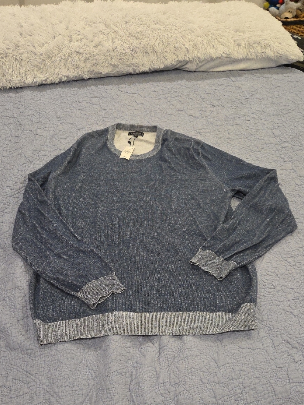 Express Men's Heather Navy Crewneck Sweater with Light Trim Size XL, New W/tag!